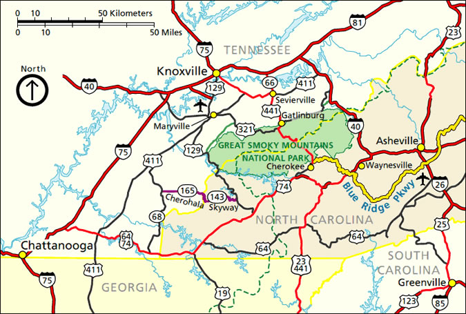 Great Smoky Mountains Region Map