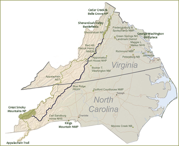 Blue Ridge Parkway overview Map