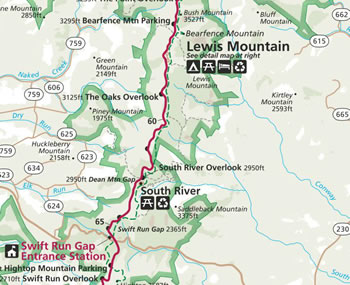 Shenandoah Valley and Skyline Drive National Park Map